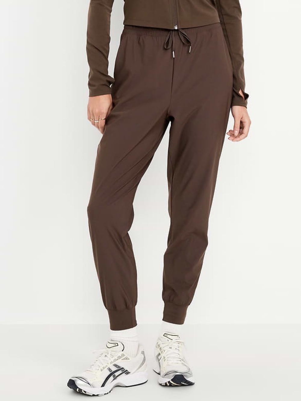 SleekTech 4-Way Stretch Lightweight brown Athletic Jogger Pants Banded Cuffs